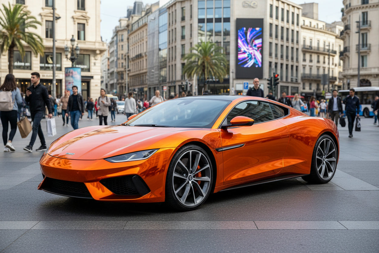 Chrome Metal Hibiscus Orange Premium PPF (Dry/Wet Install)