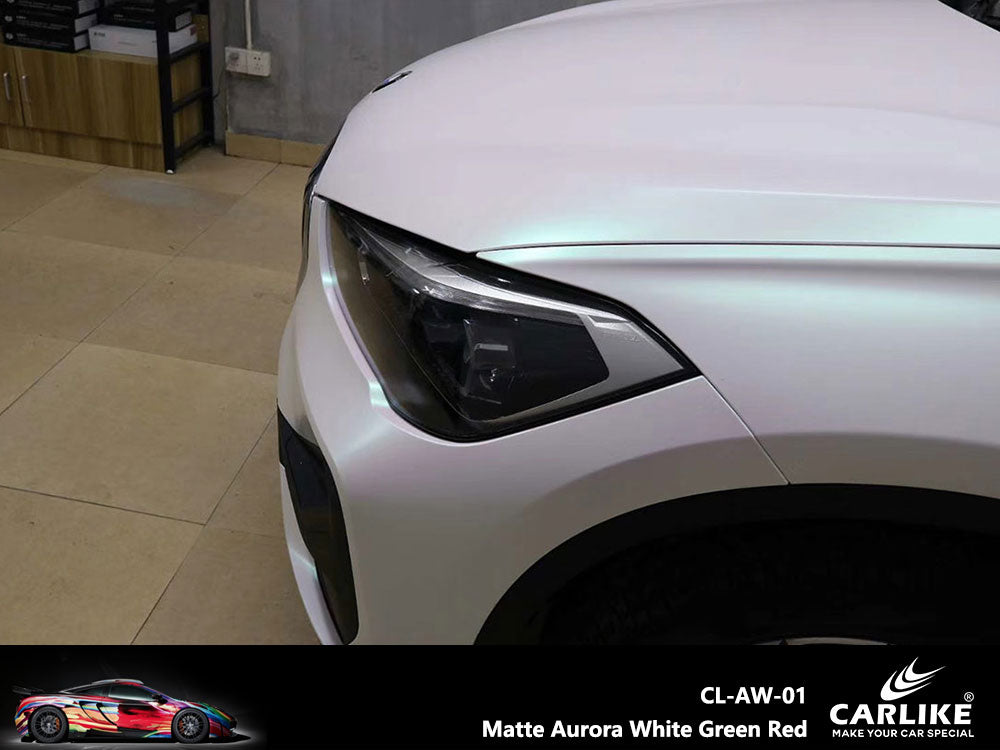 Aurora White Matt White Green Red Car Wrap