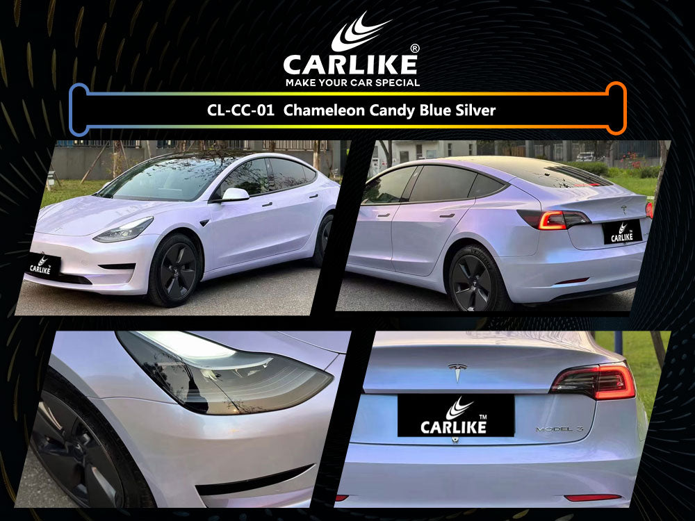 Chameleon Candy Blue Silver Car Wrap