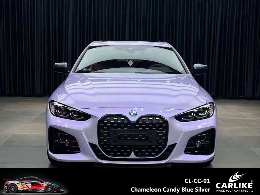 Chameleon Candy Blue Silver Car Wrap