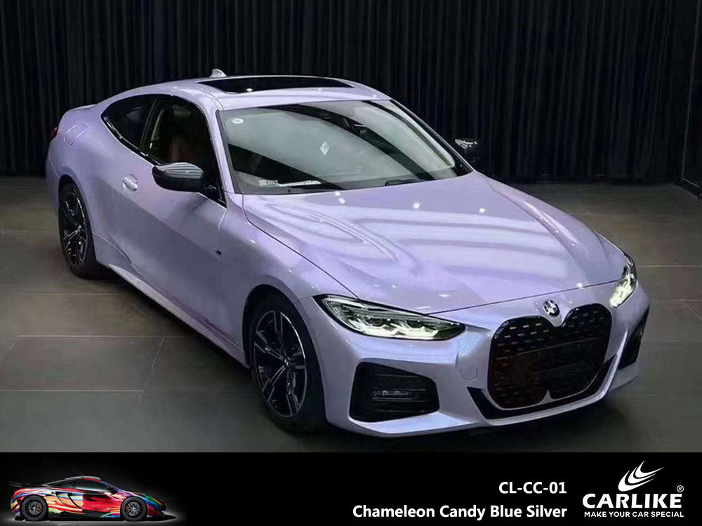 Chameleon Candy Blue Silver Car Wrap