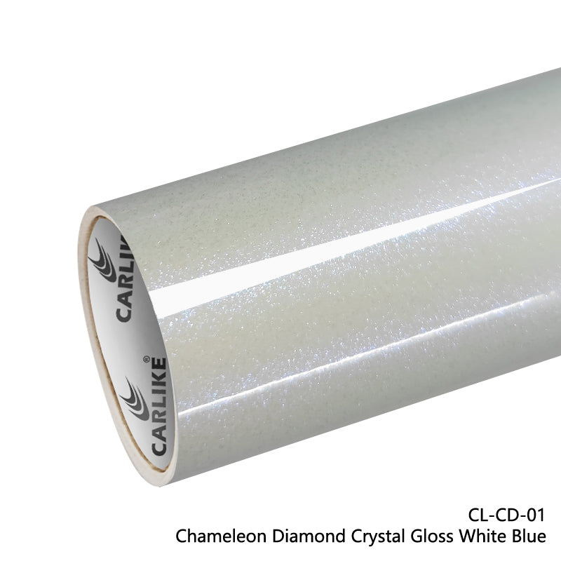 Chameleon Diamond Crystal Gloss White Blue Car Wrap
