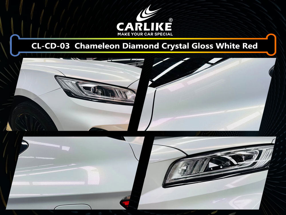 Chameleon Diamond Crystal Gloss White Red Car Wrap