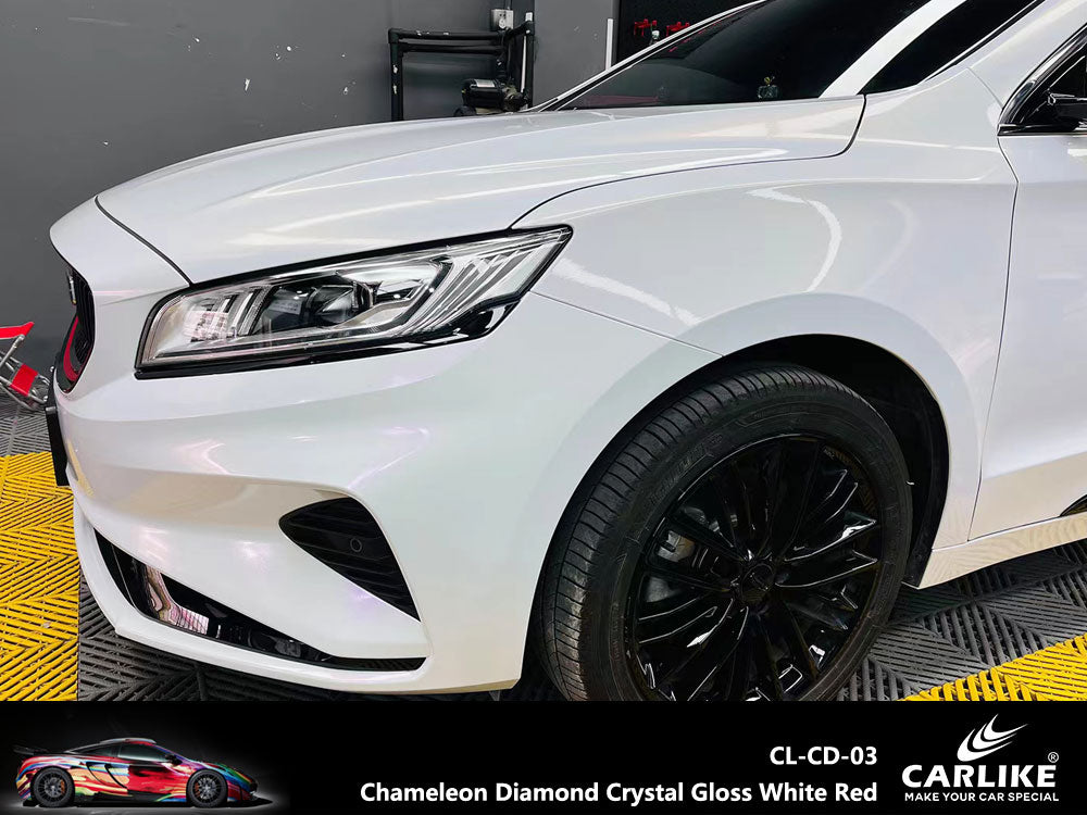 Chameleon Diamond Crystal Gloss White Red Car Wrap
