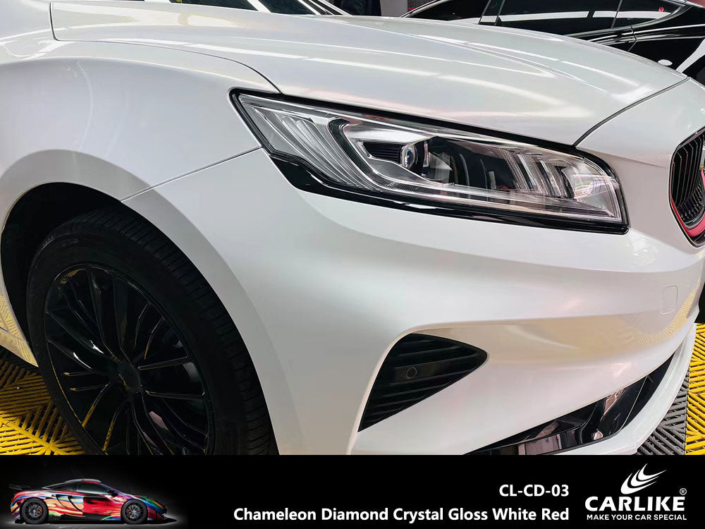 Chameleon Diamond Crystal Gloss White Red Car Wrap
