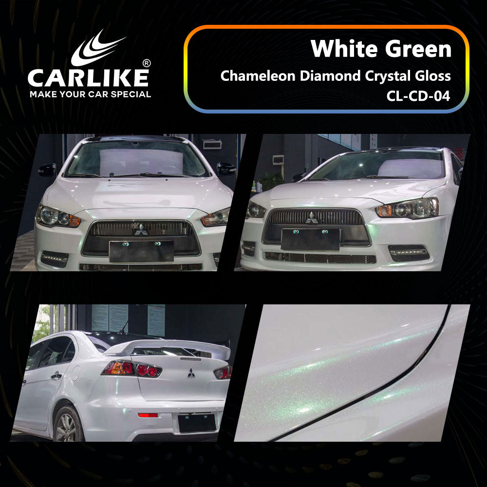 Chameleon Diamond Crystal White Green Car Wrap