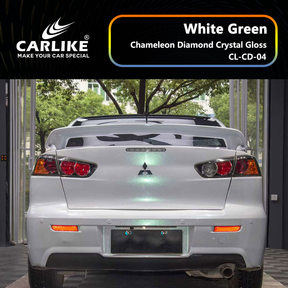 Chameleon Diamond Crystal White Green Car Wrap