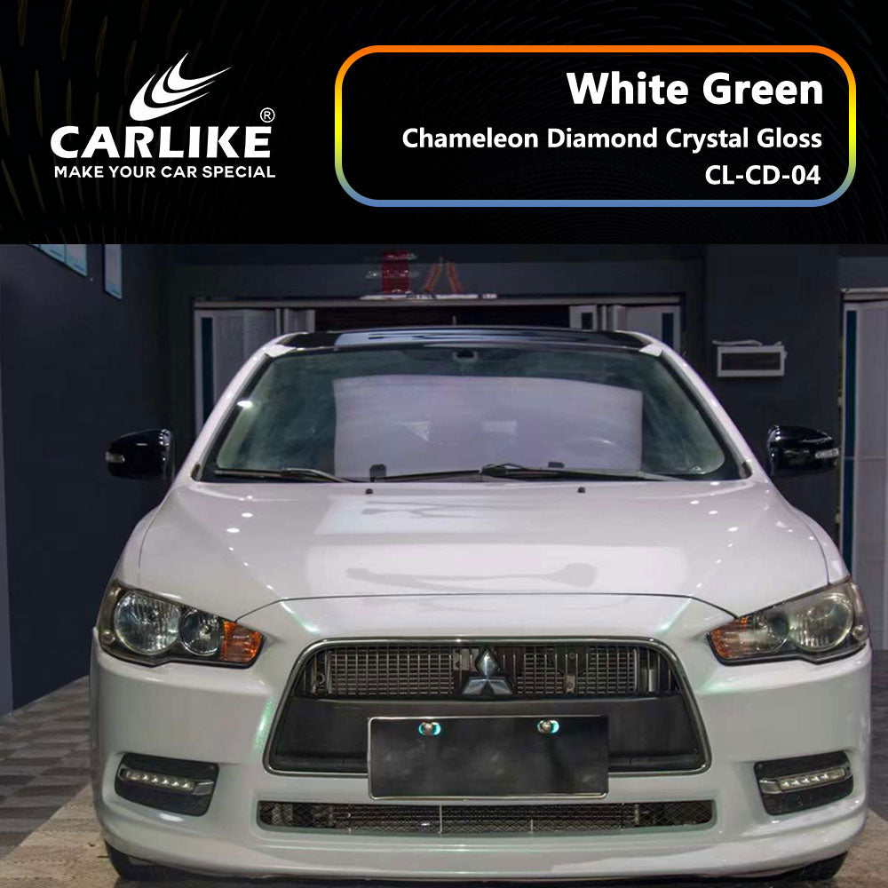 Chameleon Diamond Crystal White Green Car Wrap
