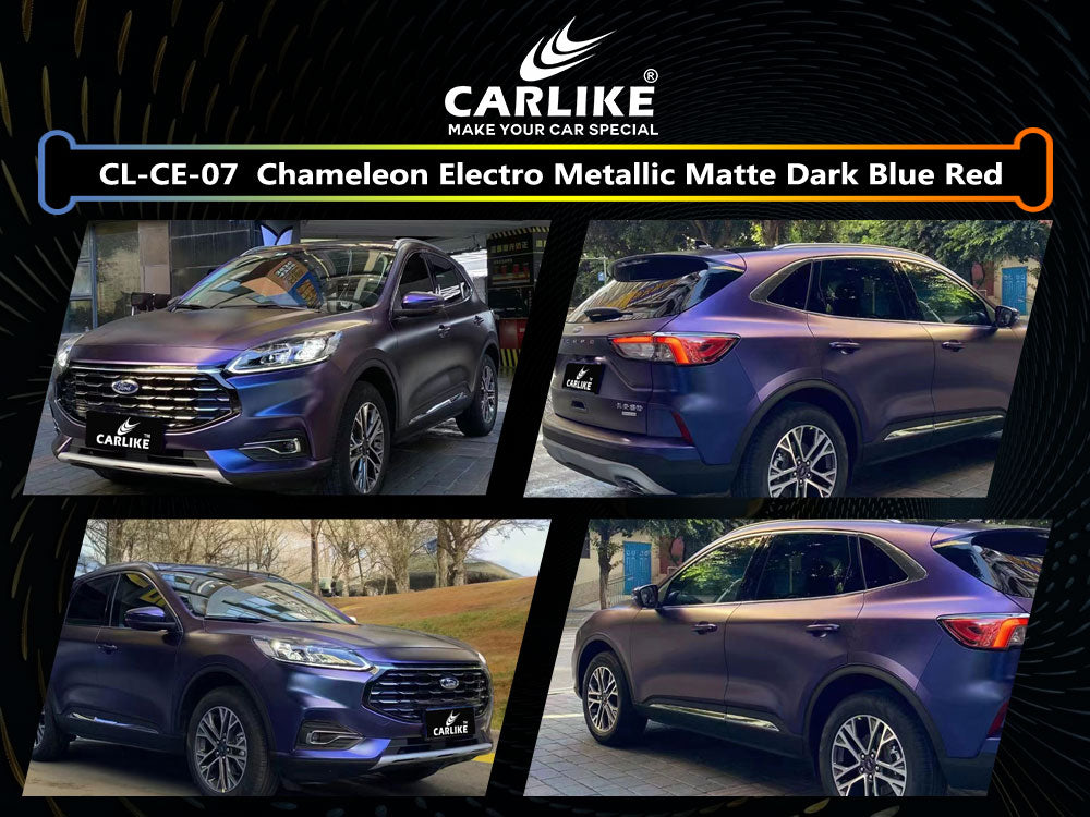 Chameleon Electro Metallic Matte Dark Blue Red Car Wrap