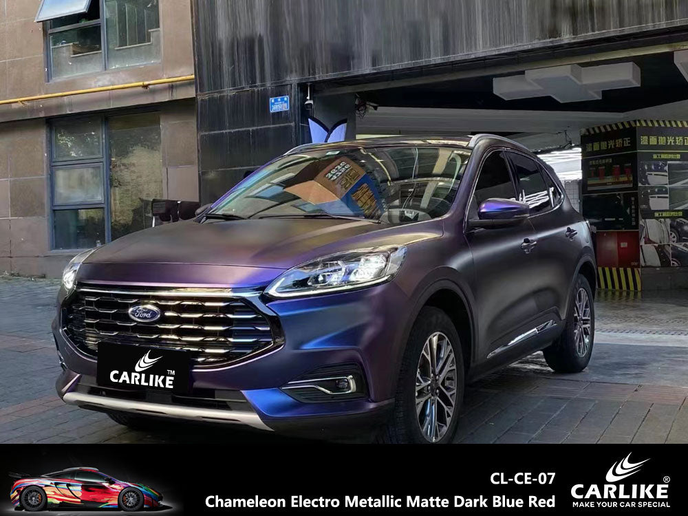 Chameleon Electro Metallic Matte Dark Blue Red Car Wrap