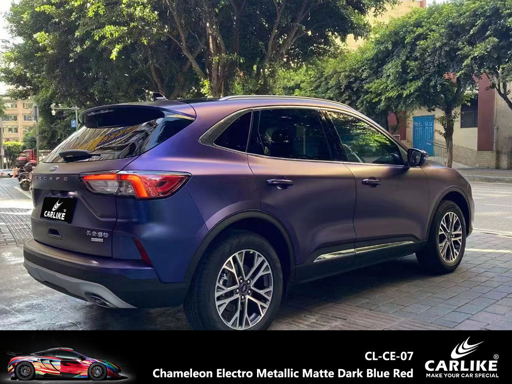 Chameleon Electro Metallic Matte Dark Blue Red Car Wrap