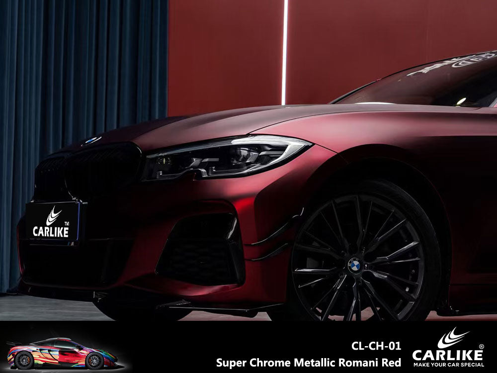 Super Chrome Metallic Romani Red Car Wrap