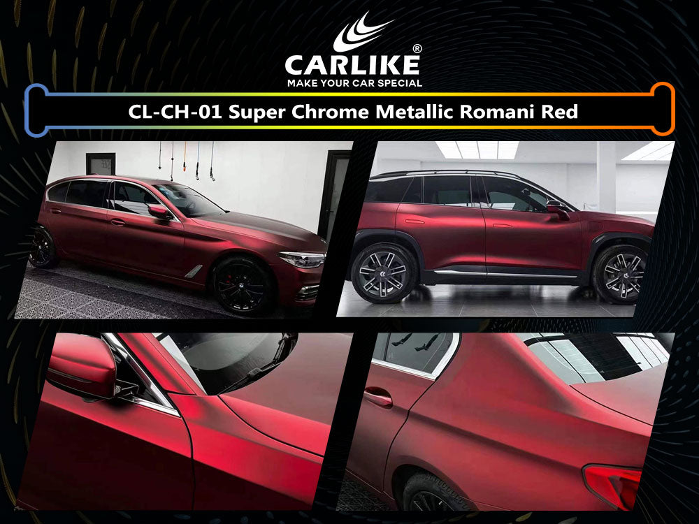 Super Chrome Metallic Romani Red Car Wrap