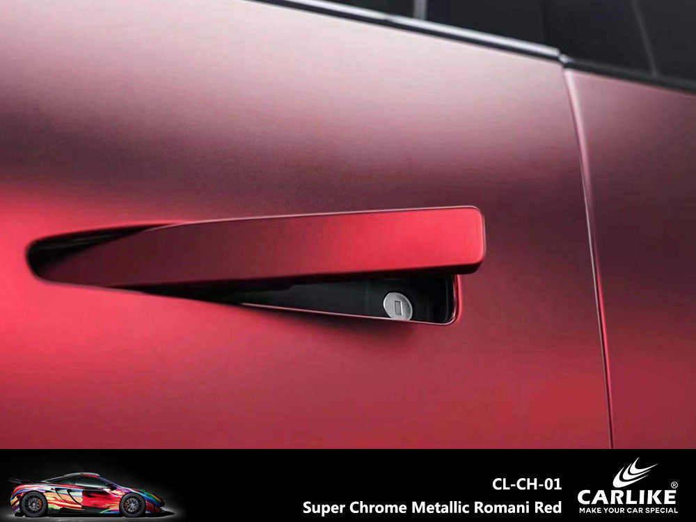 Super Chrome Metallic Romani Red Car Wrap