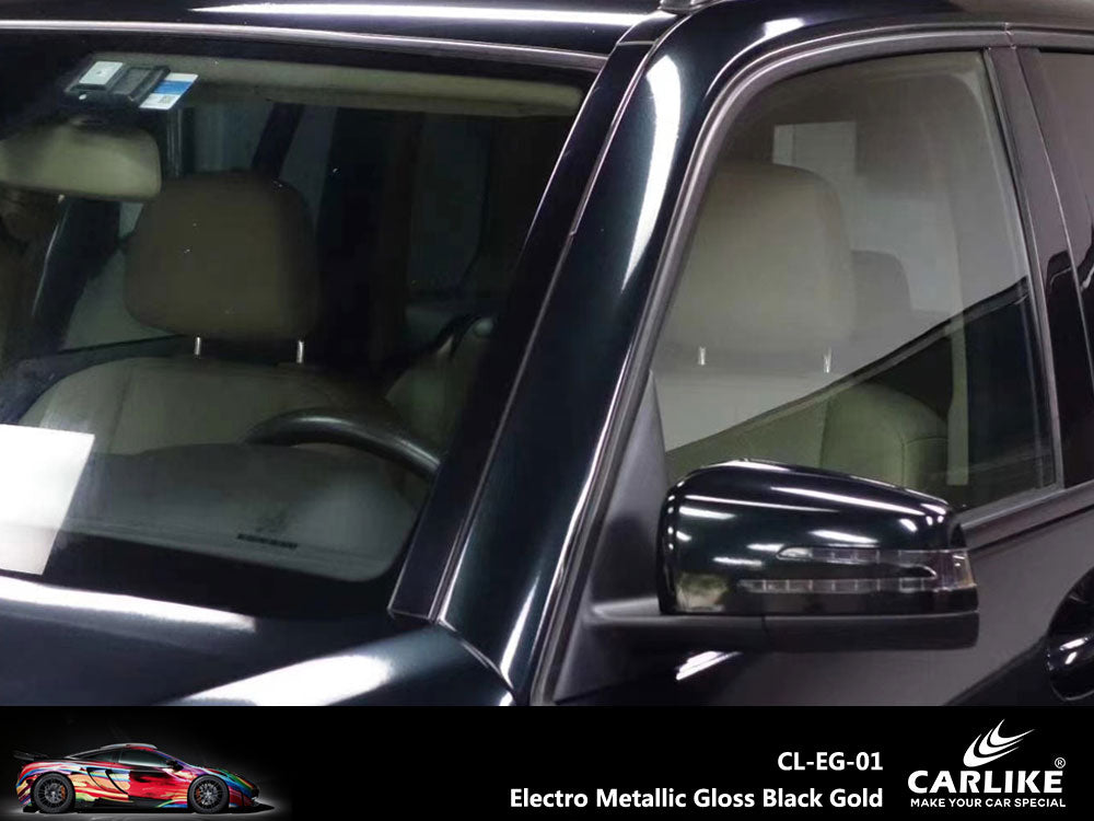 Gloss Electro Metallic Electric Black Gold Car Wrap