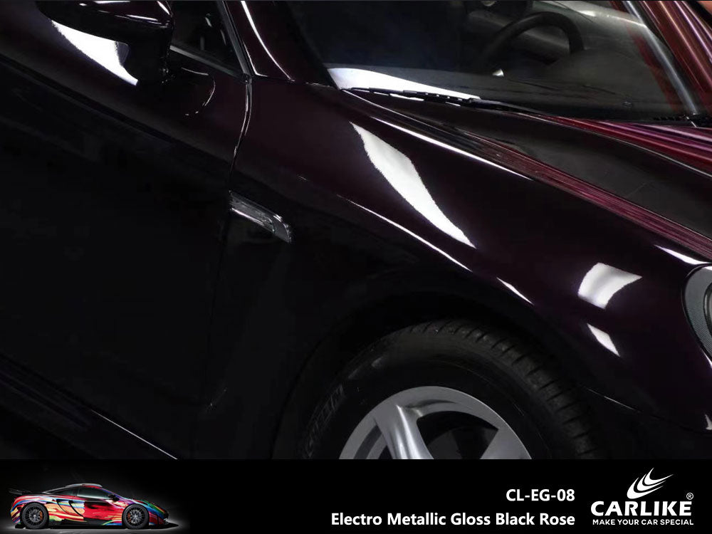 Gloss Electro Metallic Black Rose Car Wrap