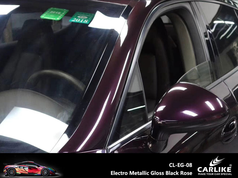 Gloss Electro Metallic Black Rose Car Wrap