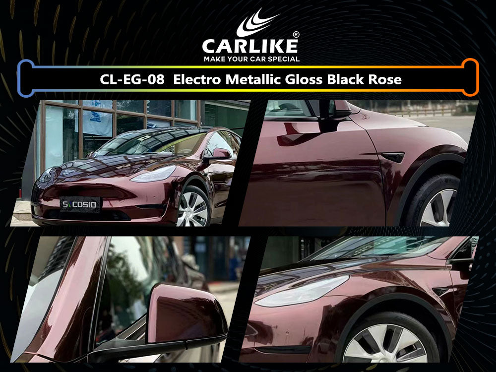 Gloss Electro Metallic Black Rose Car Wrap