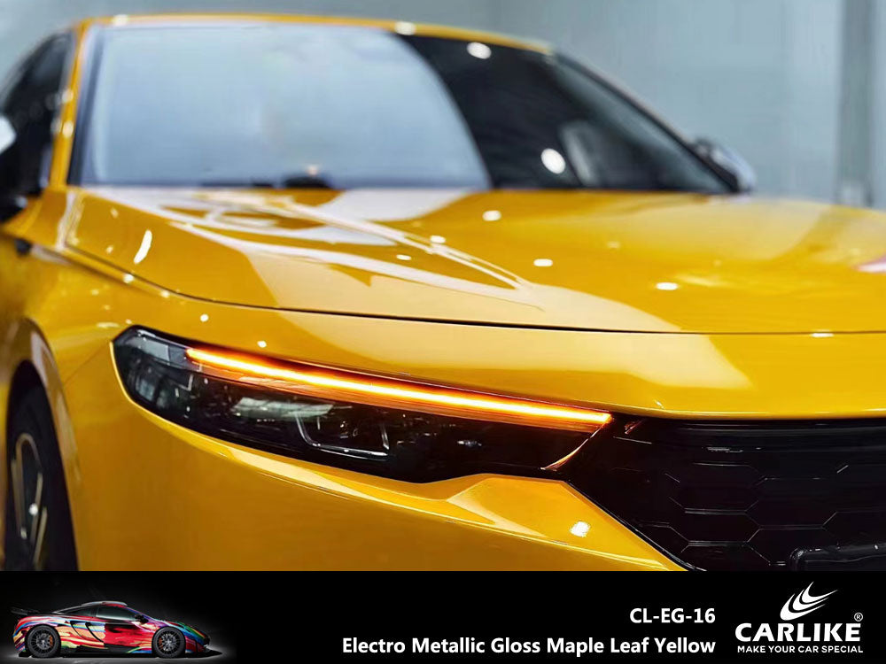 Gloss Electro Metallic Maple Leaf Yellow Car Wrap