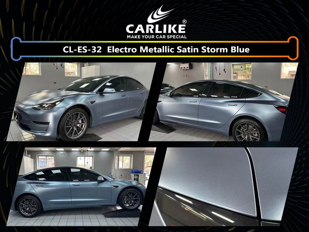 Electro Metallic Satin Storm Blue Car Wrap