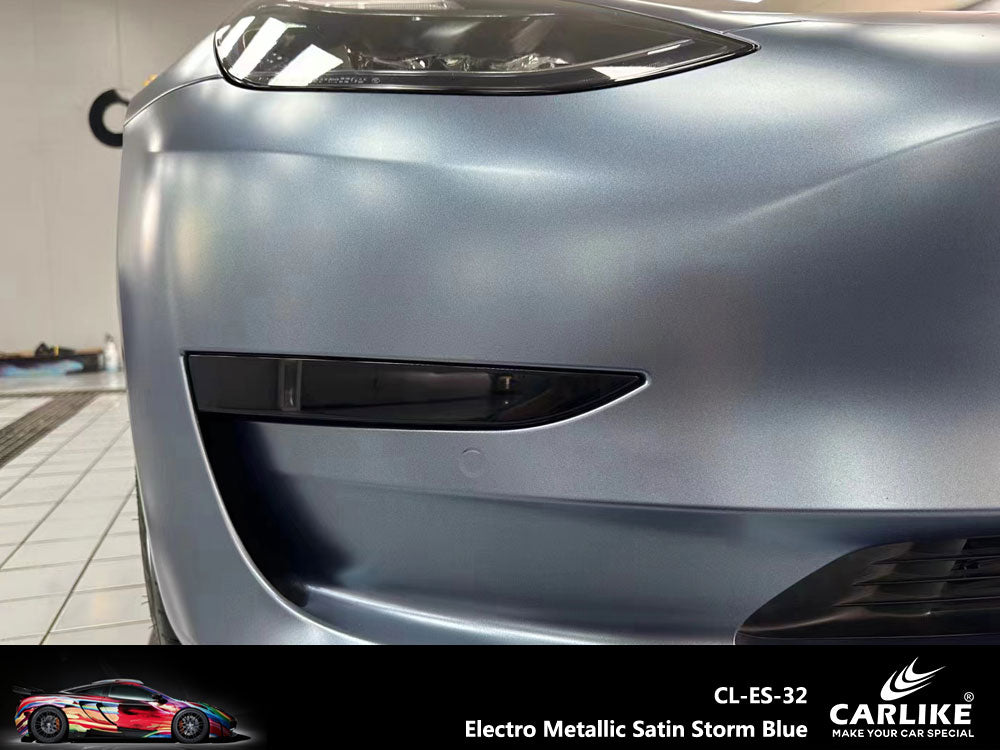 Electro Metallic Satin Storm Blue Car Wrap