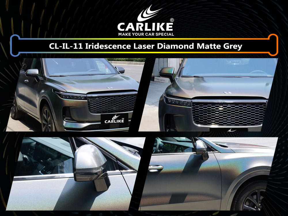 Iridescence Laser Diamond Matte Grey Car Wrap