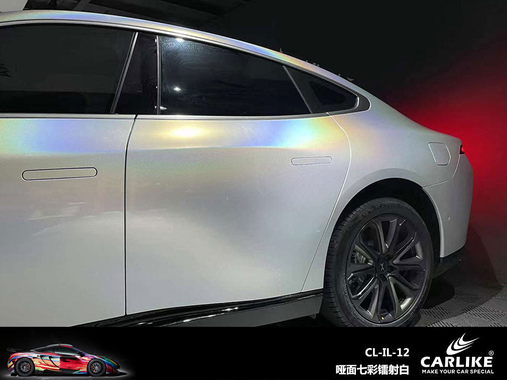 Iridescence Laser Diamond Matte White Car Wrap
