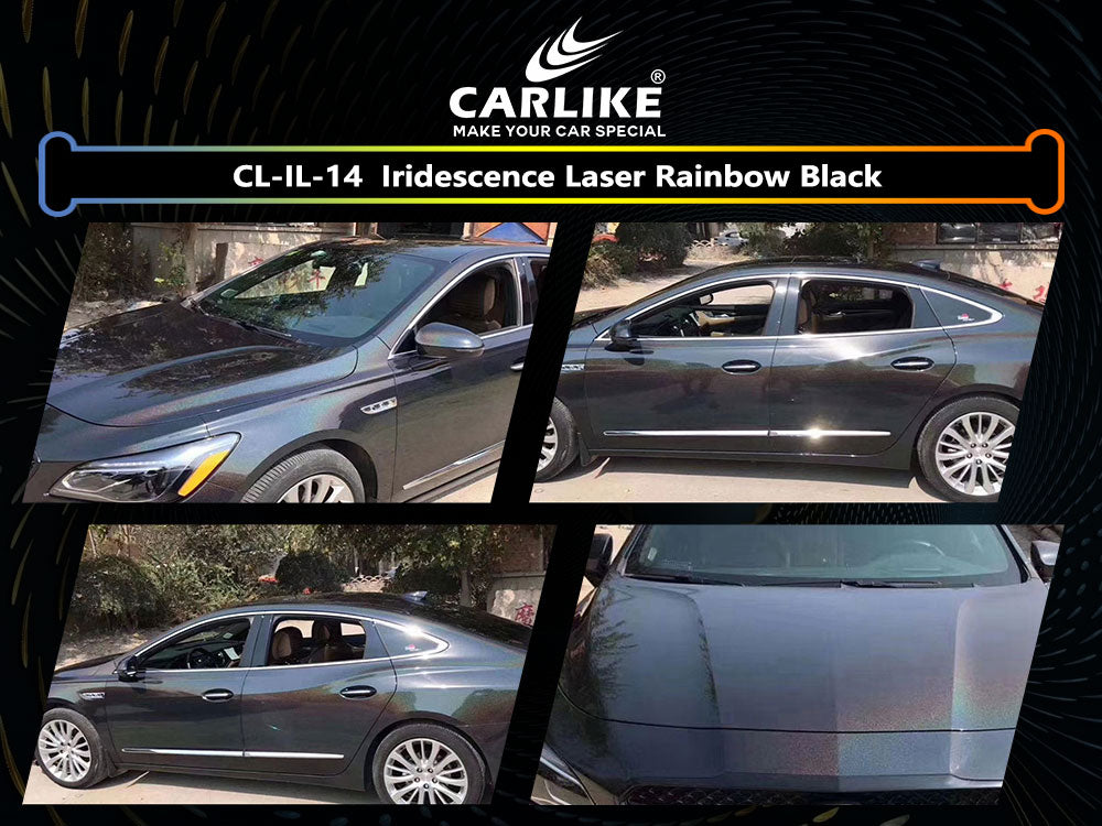 Iridescence Laser Rainbow Black Car Wrap