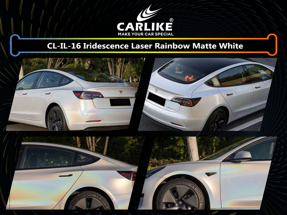 Iridescence Laser Rainbow Matte White Car Wrap