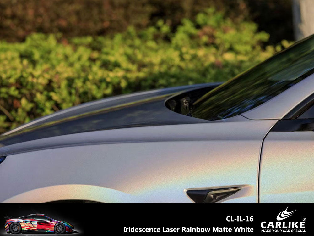 Iridescence Laser Rainbow Matte White Car Wrap