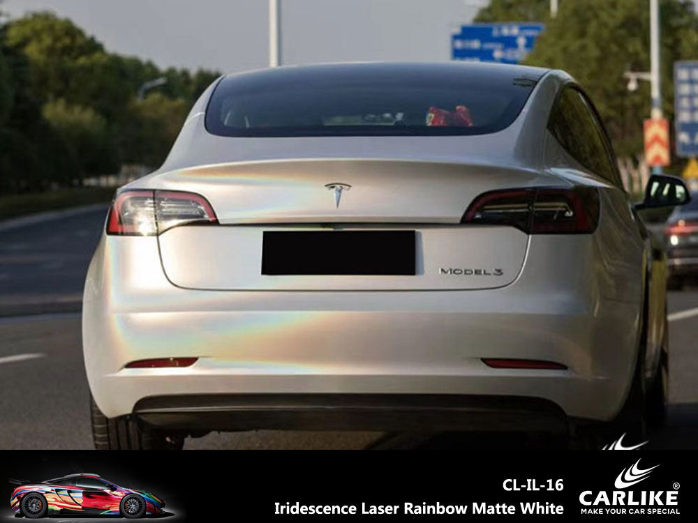 Iridescence Laser Rainbow Matte White Car Wrap