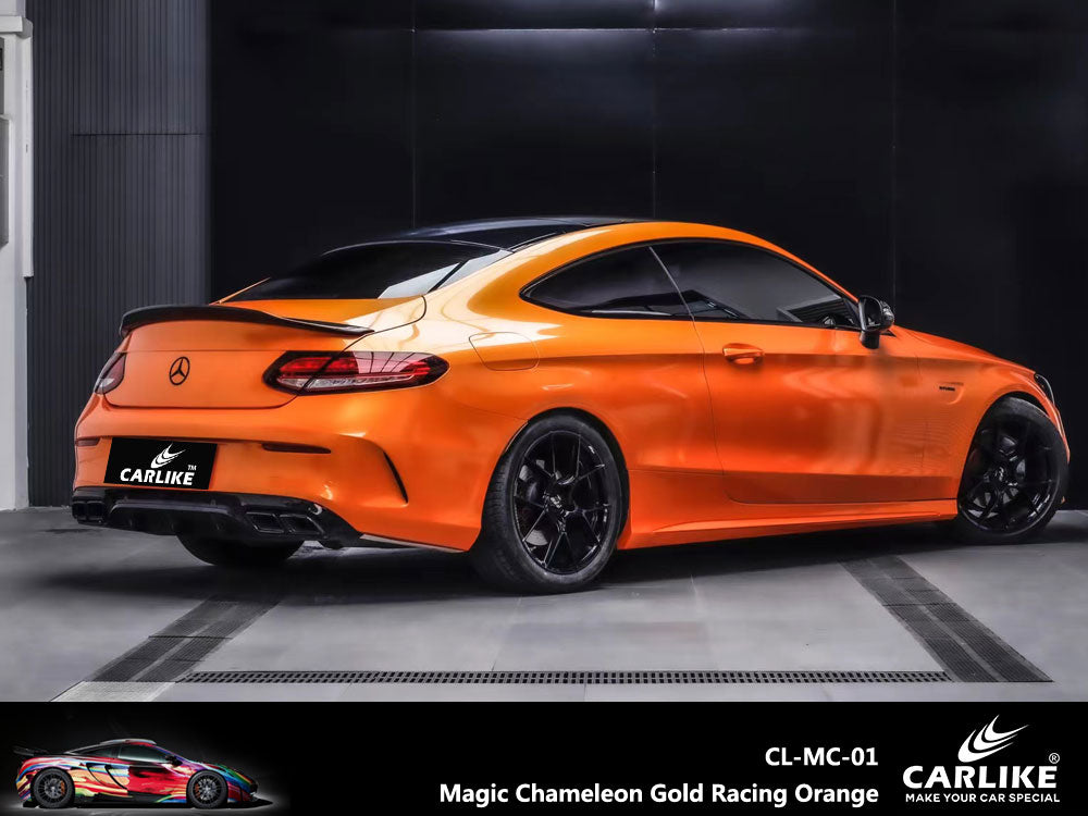 Magic Chameleon Gold Racing Orange Car Wrap