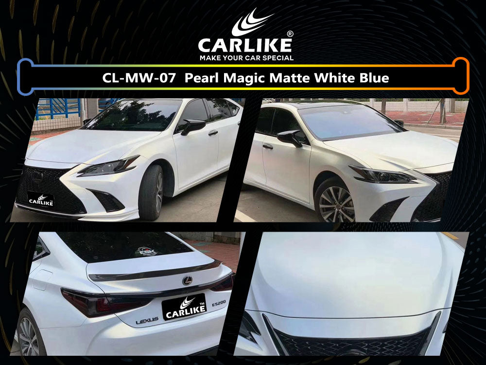 Pearl Magic Matte Pearl White Blue Car Wrap