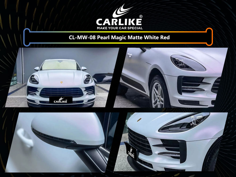 Pearl Magic Matte White Red Car Wrap
