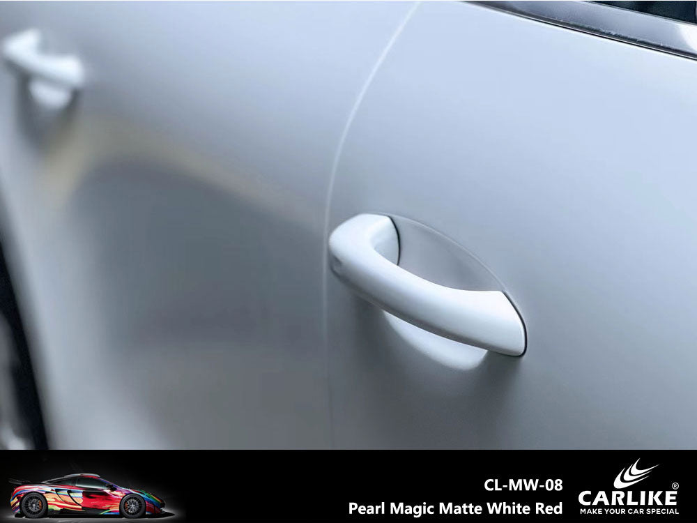 Pearl Magic Matte White Red Car Wrap