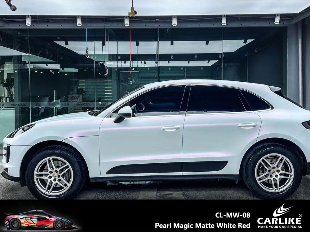 Pearl Magic Matte White Red Car Wrap