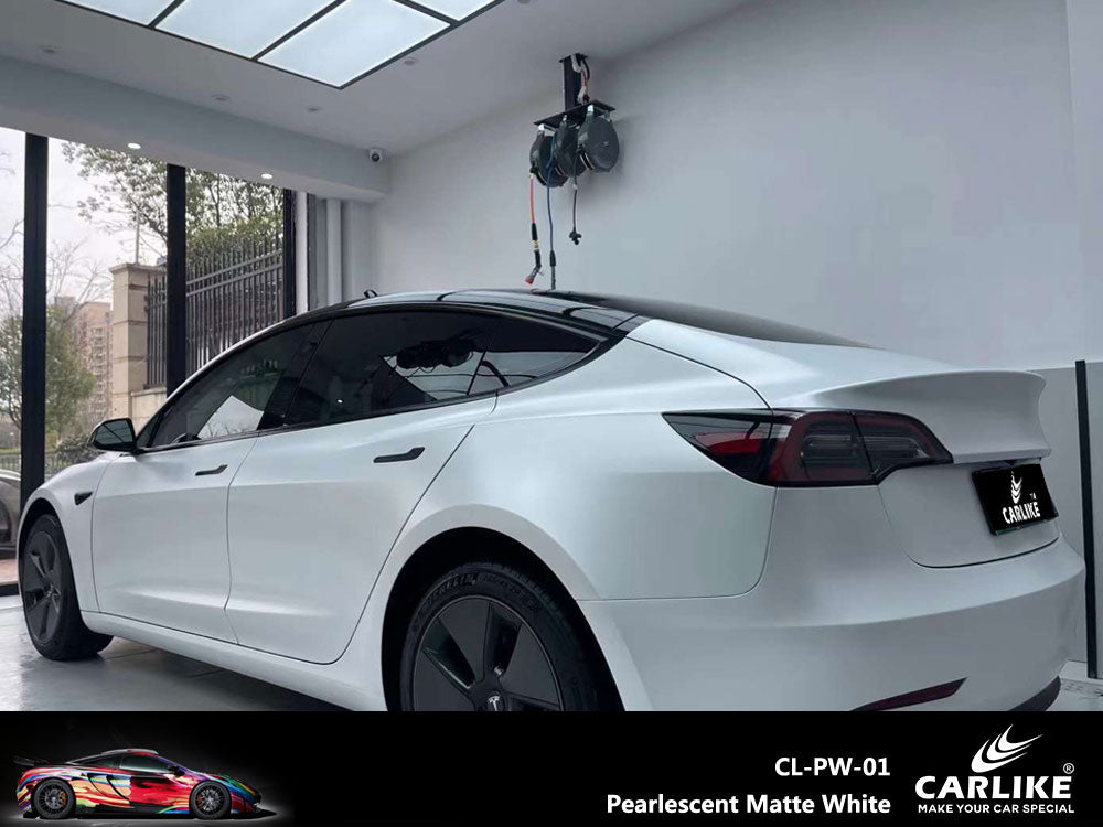 Pearlescent Matte White Car Wrap