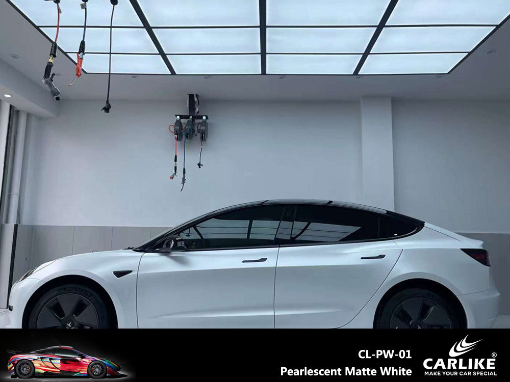 Pearlescent Matte White Car Wrap