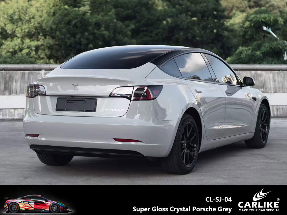 Super Gloss Crystal Porsche Grey Car Wrap