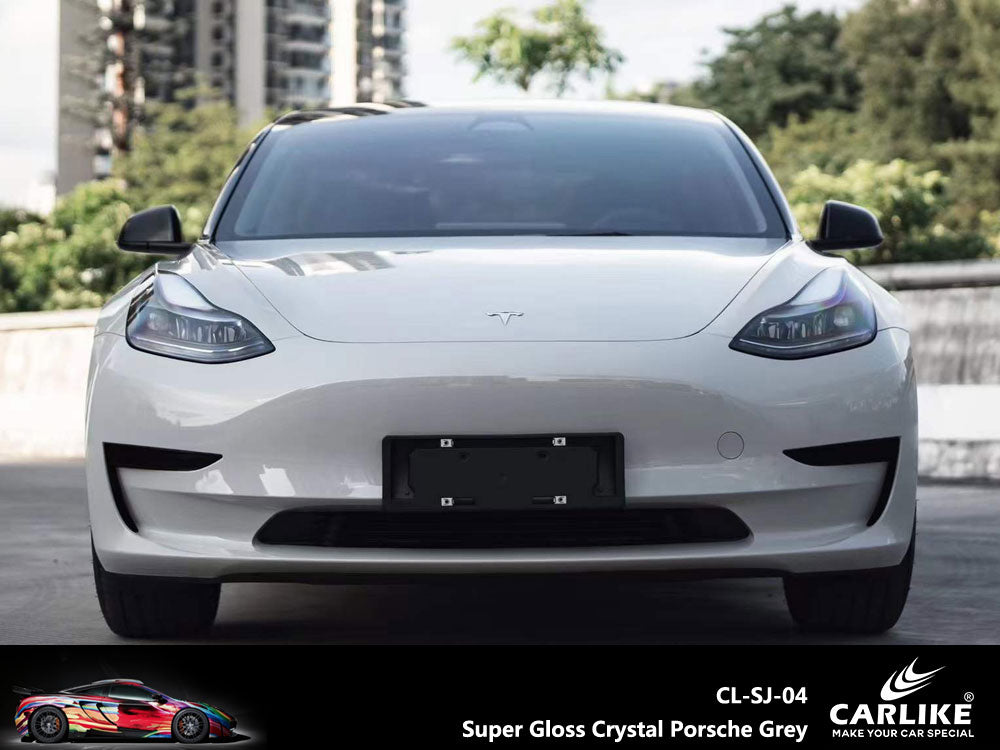 Super Gloss Crystal Porsche Grey Car Wrap