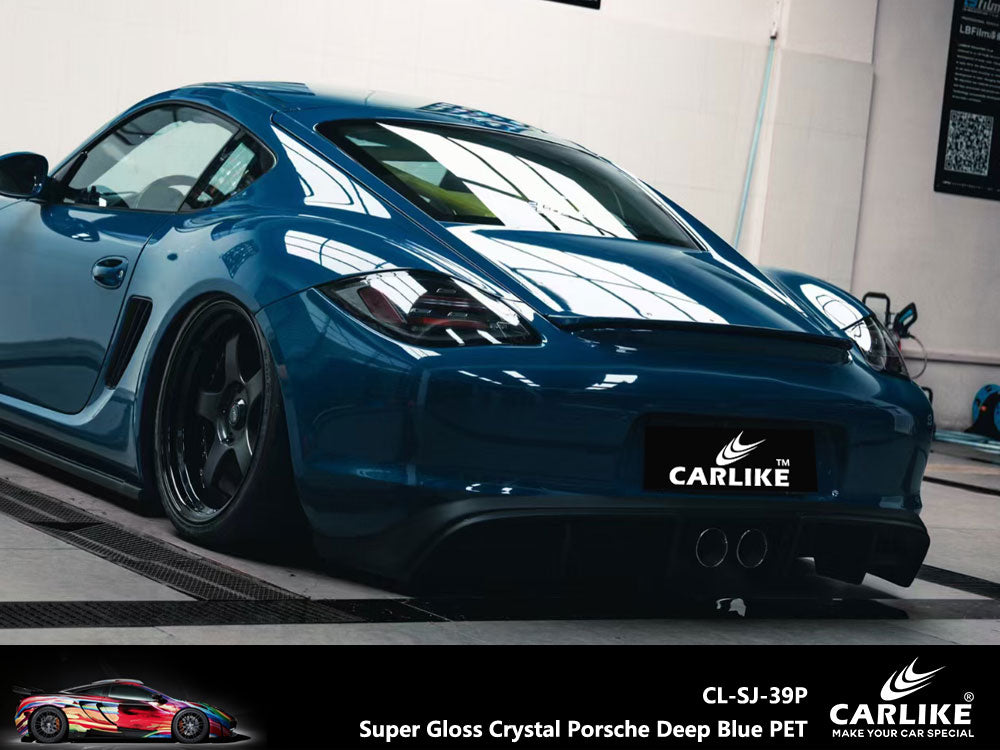 Super Gloss Crystal Porsche Deep Blue Car Wrap