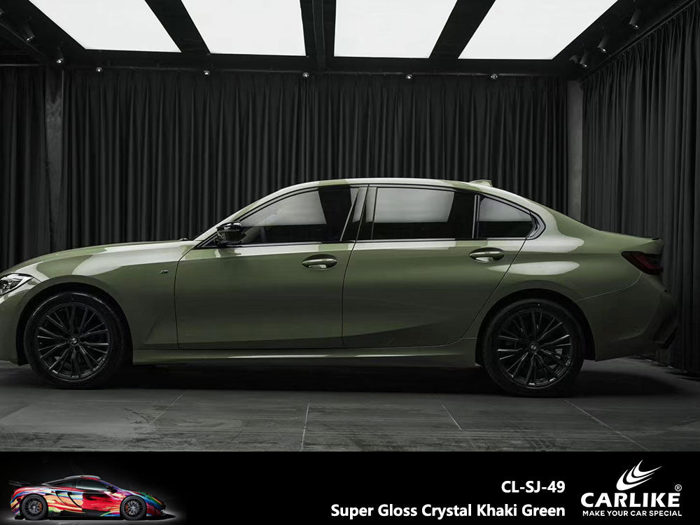 Super Gloss Crystal Khaki Green Car Wrap