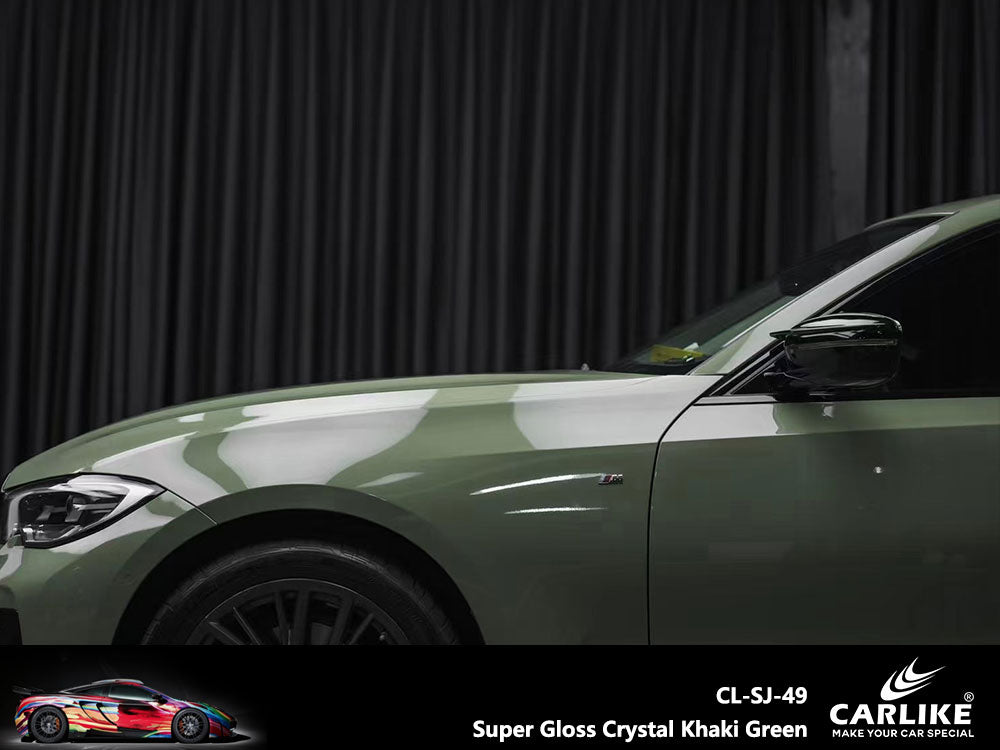 Super Gloss Crystal Khaki Green Car Wrap