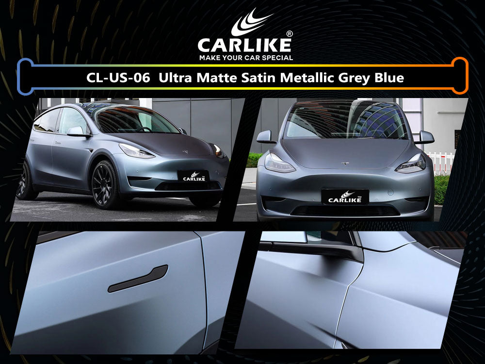 Ultra Matte Satin Metallic Grey Blue Wrap
