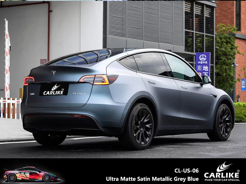 Ultra Matte Satin Metallic Grey Blue Wrap