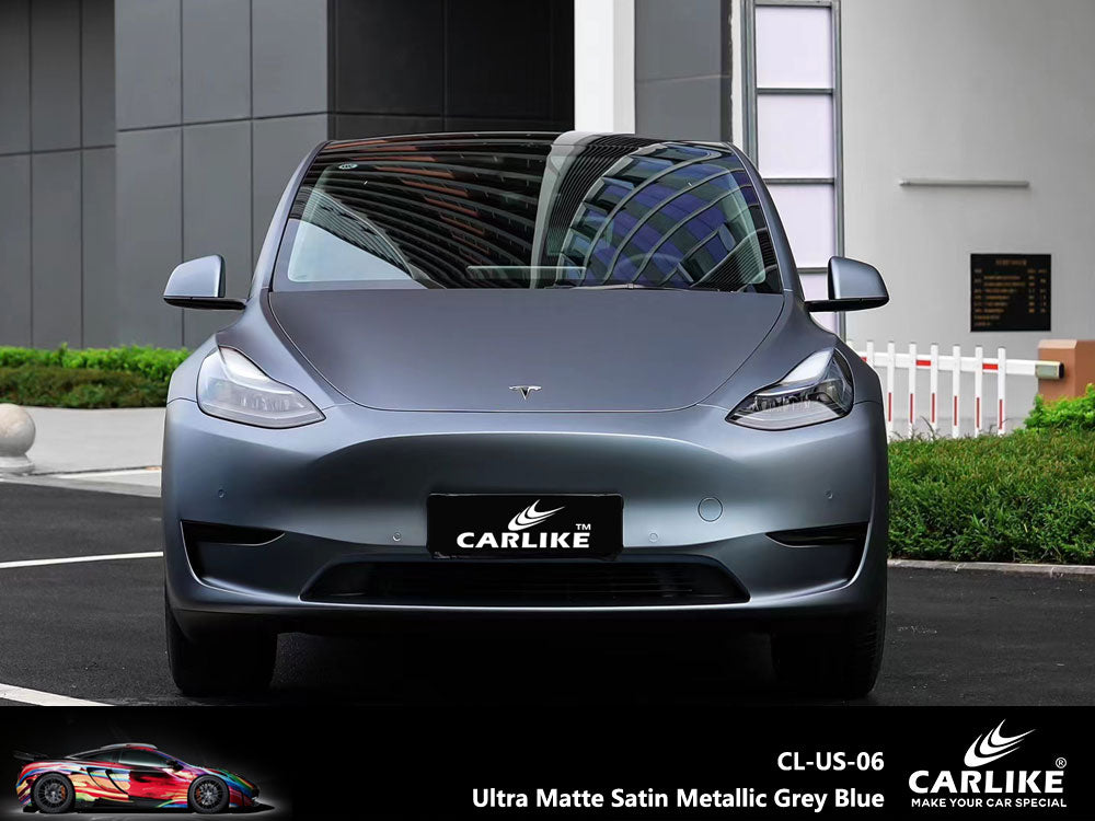 Ultra Matte Satin Metallic Grey Blue Wrap