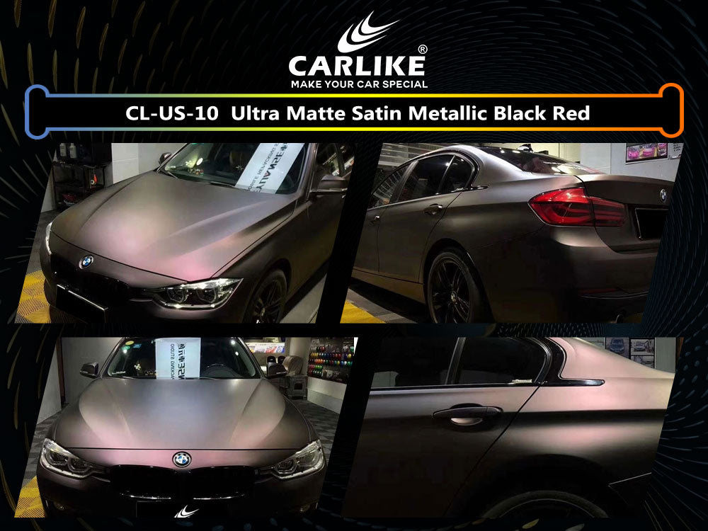 Ultra Matte Satin Metallic Black Red Wrap