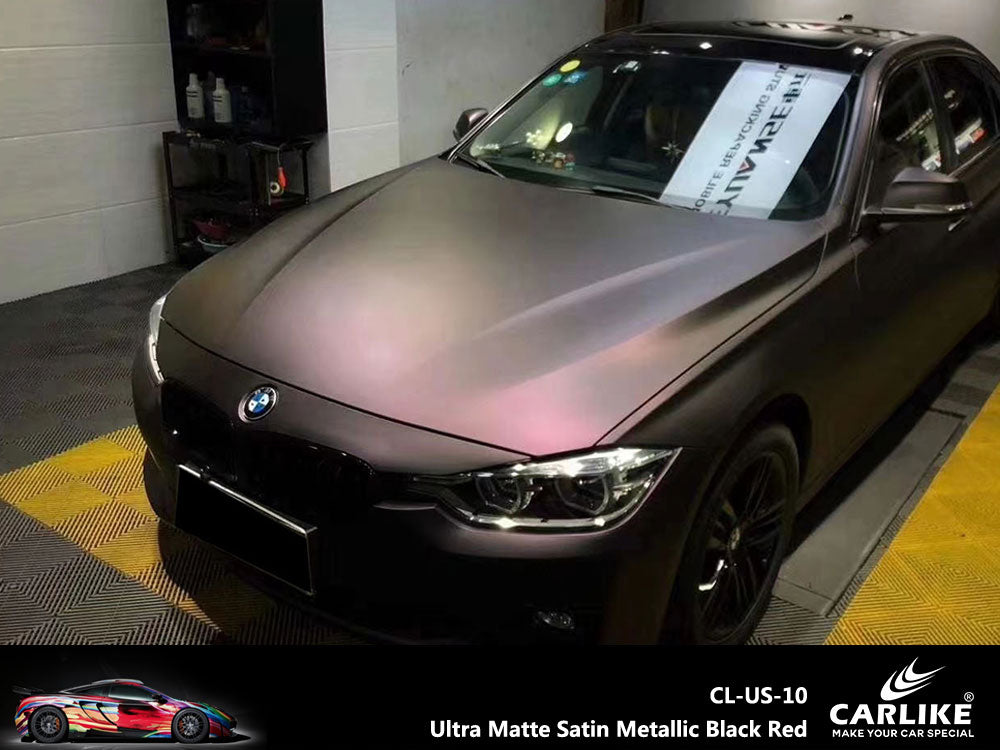 Ultra Matte Satin Metallic Black Red Wrap