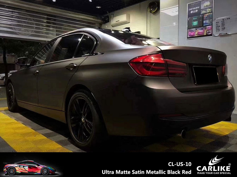 Ultra Matte Satin Metallic Black Red Wrap