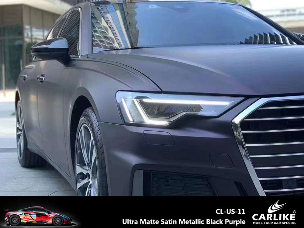 Ultra Matte Satin Metallic Black Purple Car Wrap